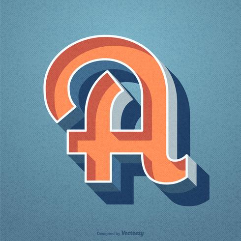 3D Retro Letter A Typography Vector Design