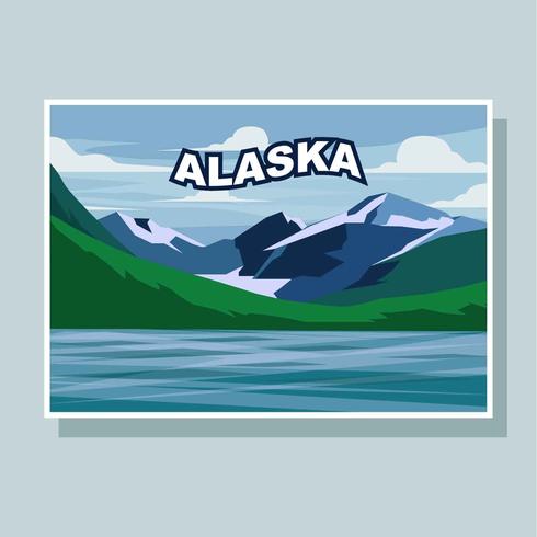 Postal del vector de ilustración de Alaska