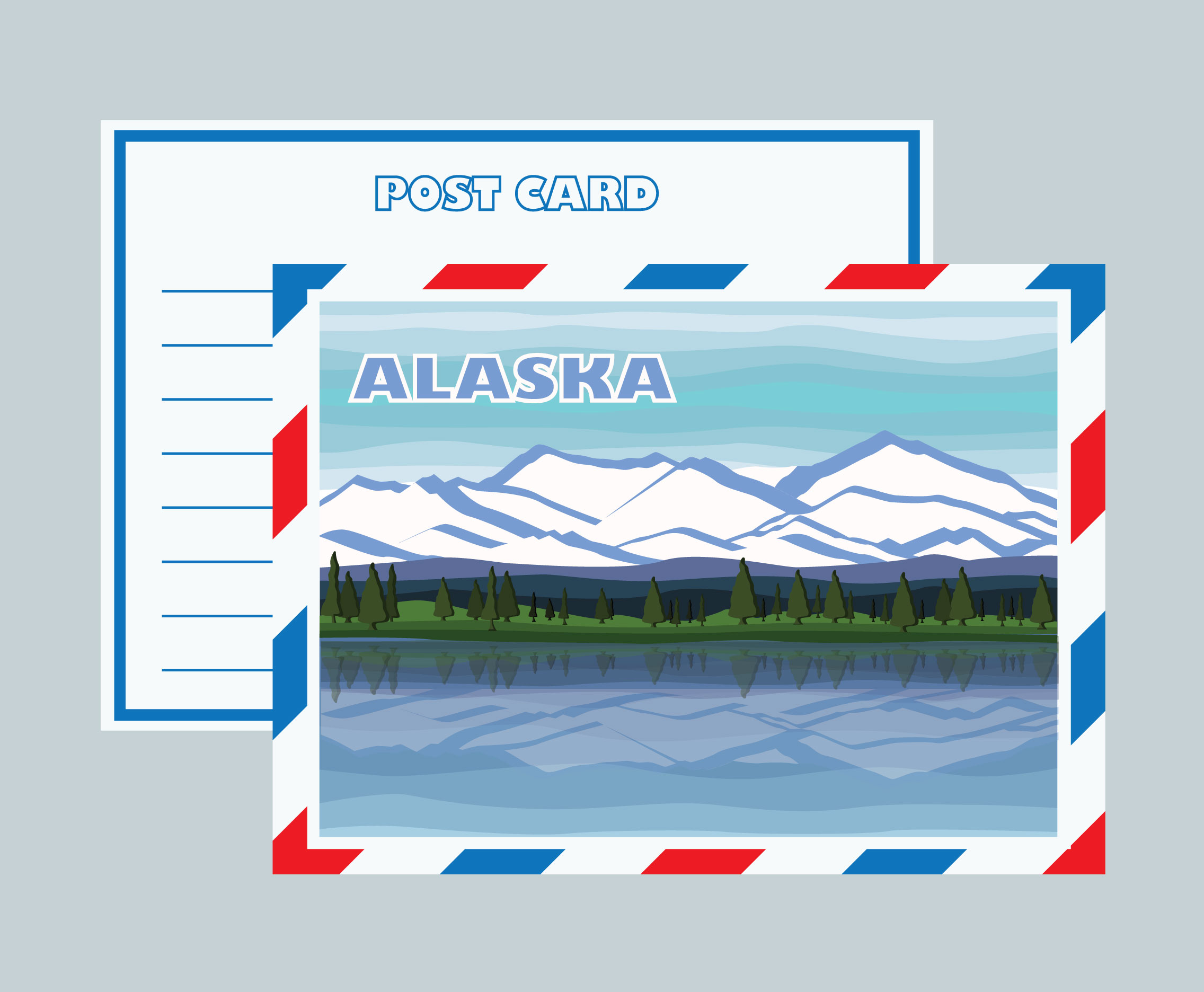 Alaska Mountainscape Postcard Vector 191256 Vector Art at Vecteezy