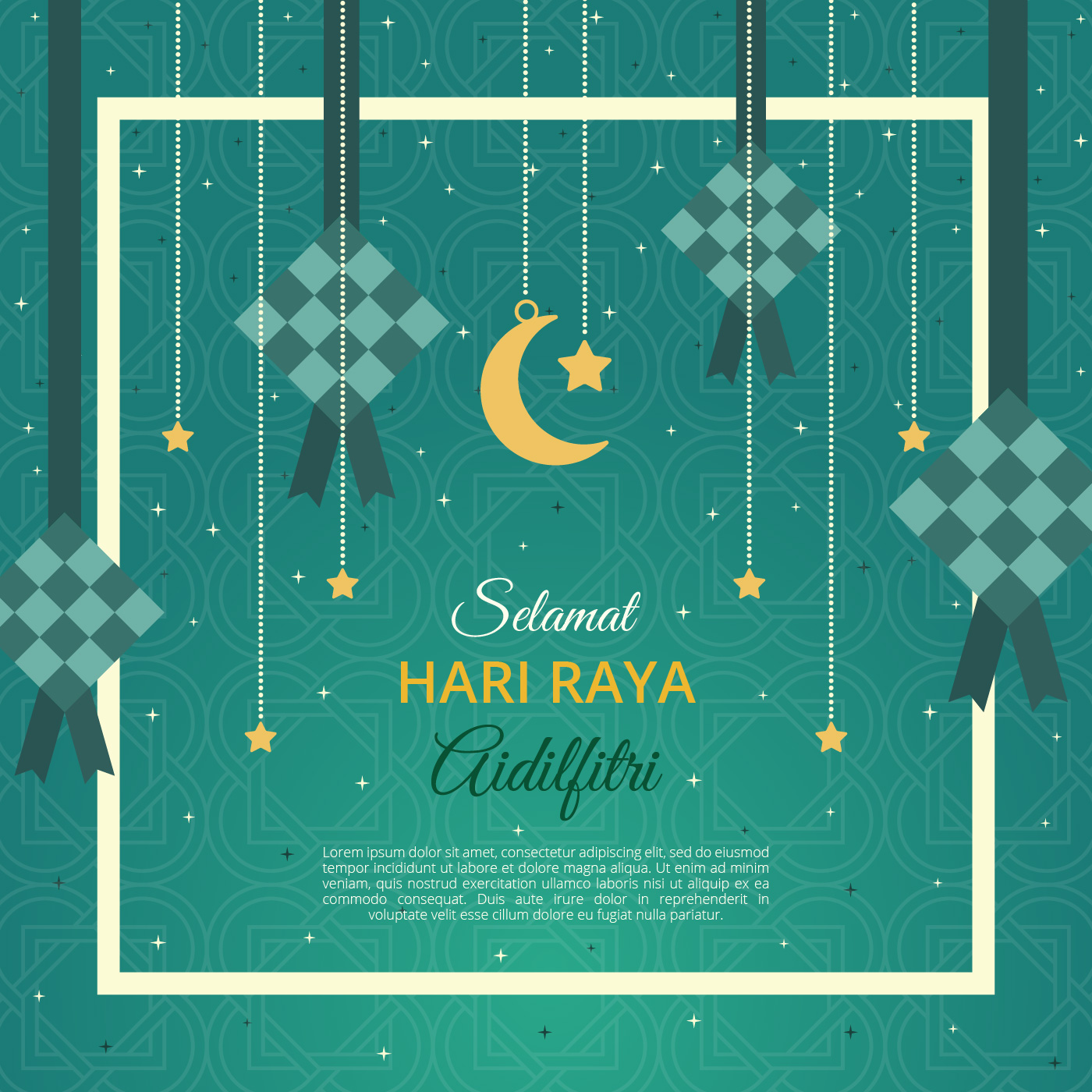 Aidilfitri Greeting Card Vector Template - Download Free 