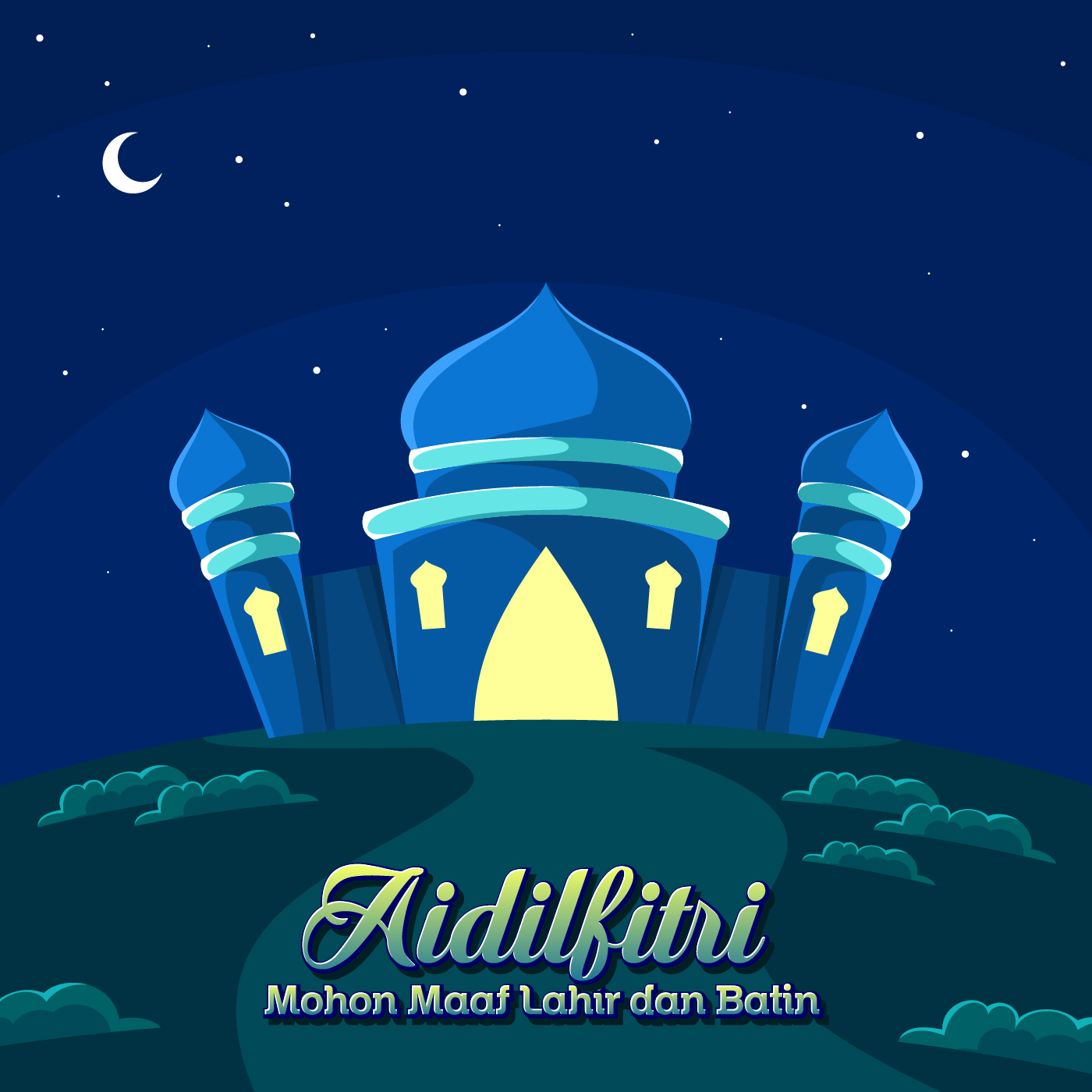 Night Of Aidilfitri Vector - Download Free Vector Art 