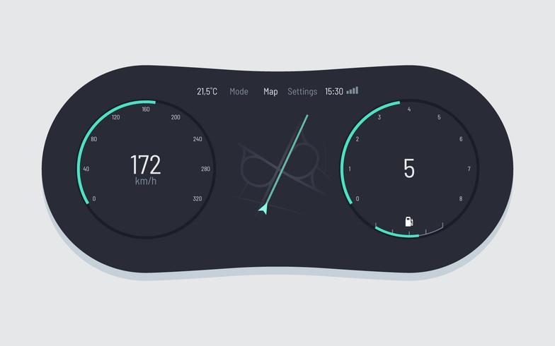 Tablero de instrumentos únicos en el coche UI Vectors