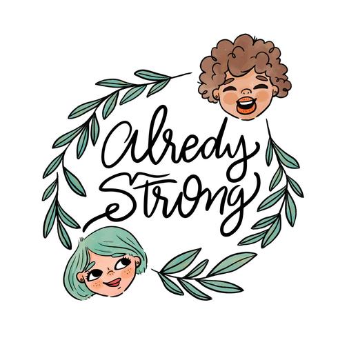 Lettering About Women's Day With Leaves And Two Women Head Around vector