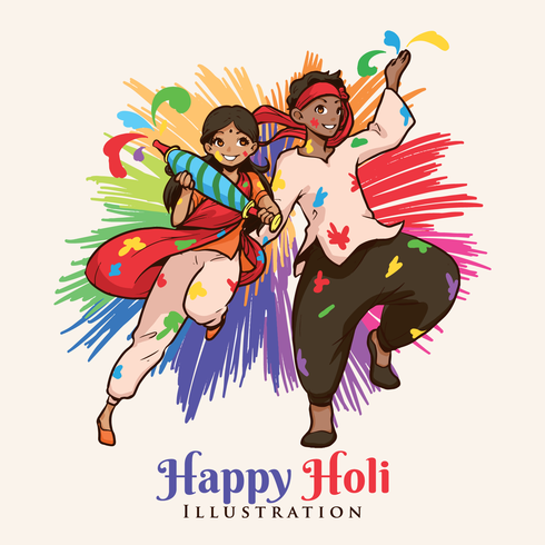 Ilustración feliz holi vector