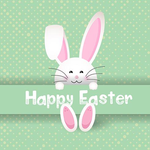 Cute Easter bunny on polka dot background