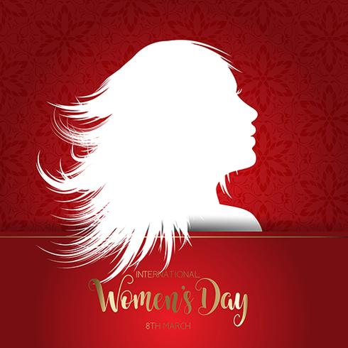 International Women's Day background with silhouette of female f vector