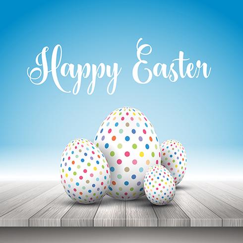 Easter eggs on a wooden table vector