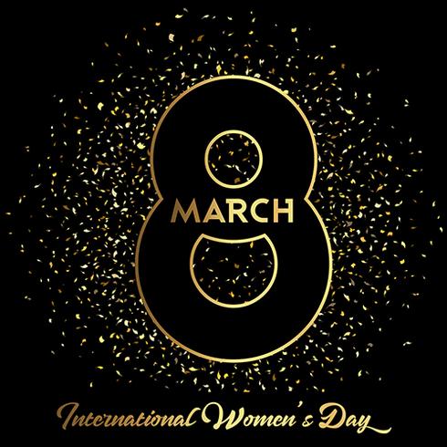 Women's Day background with gold confetti vector