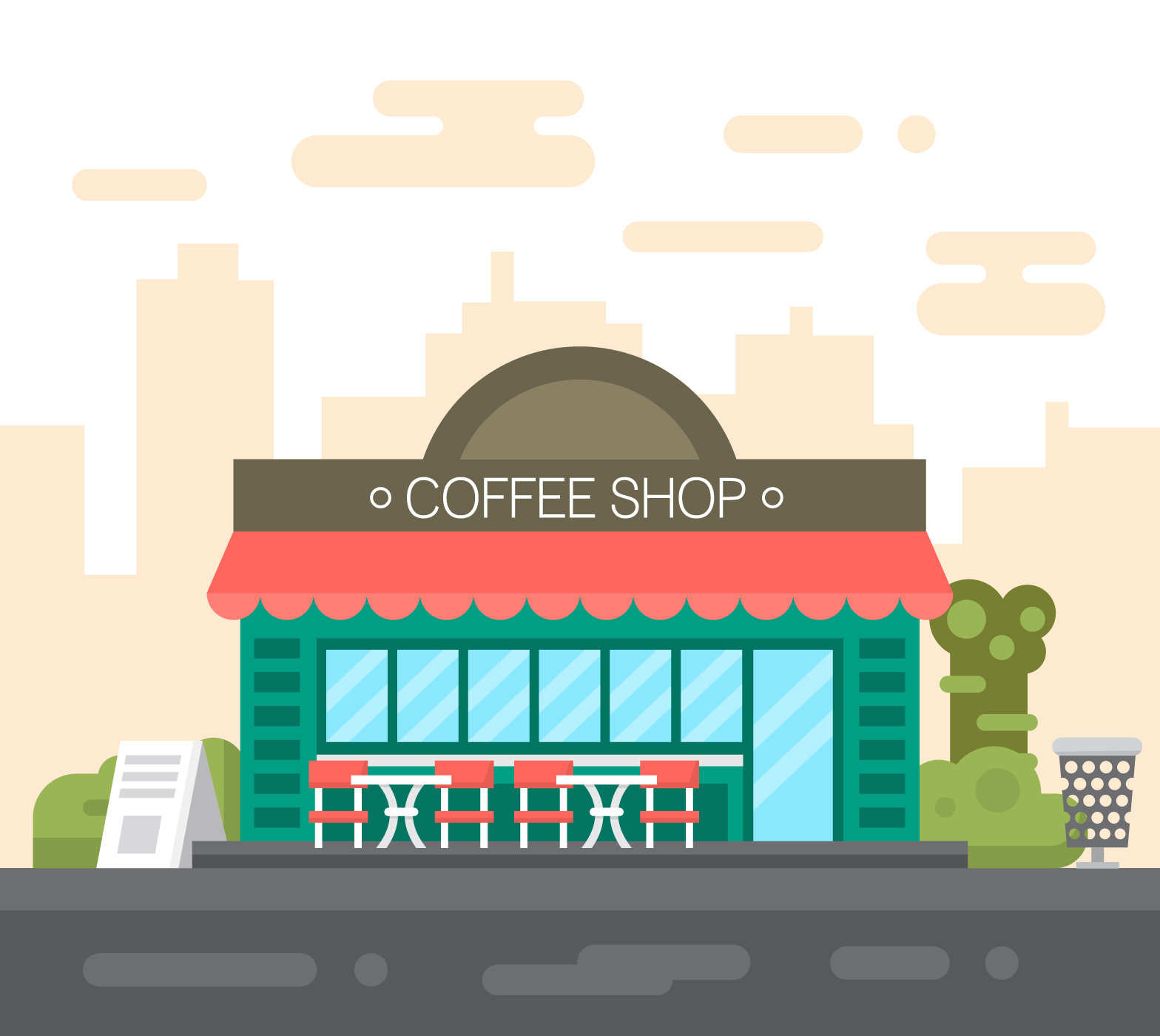 Download Flat Coffee Shop - Download Free Vectors, Clipart Graphics ...