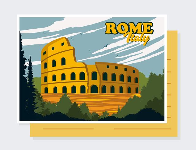 Rome Italy Postcard Vector