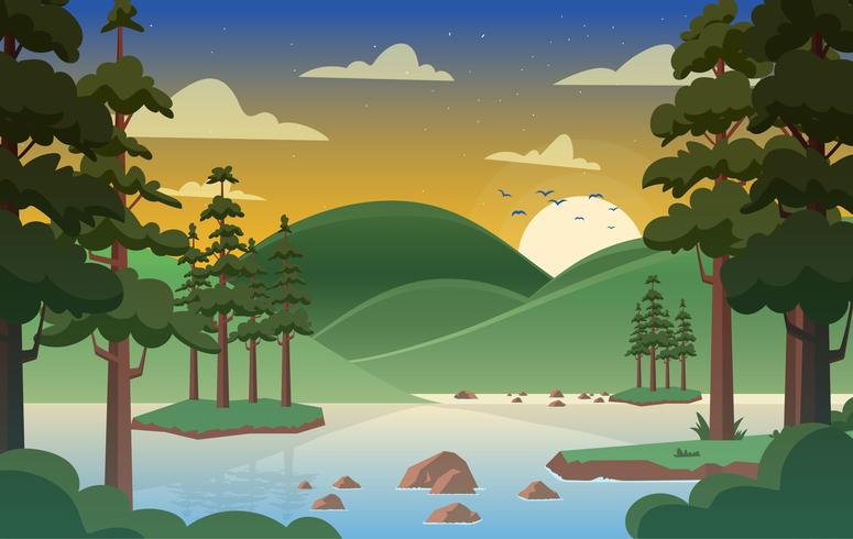 Ilustración del paisaje del bosque del vector