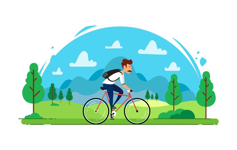 Vector Bicycler con paisaje