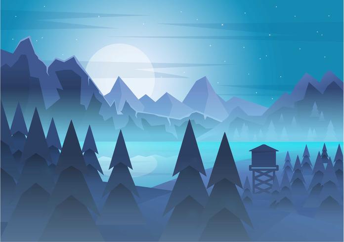 Vector Purple Landscape Illustration