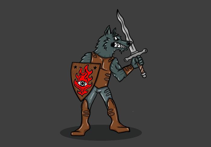 guerrero de lobo de fantasía vector