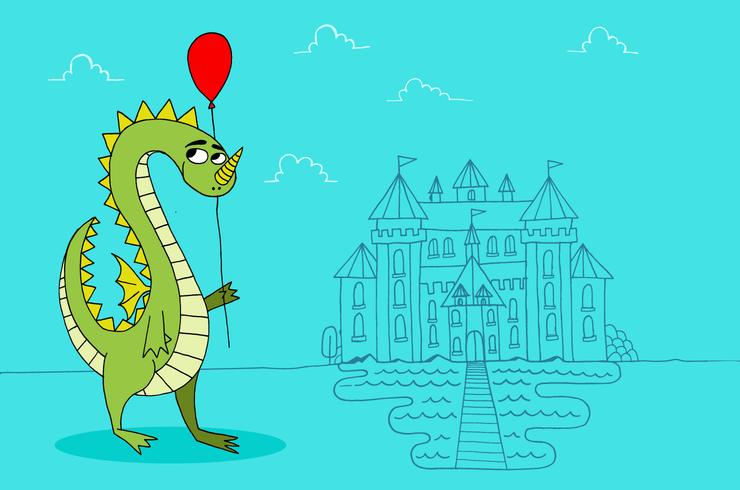 Dragon balloon castle vector