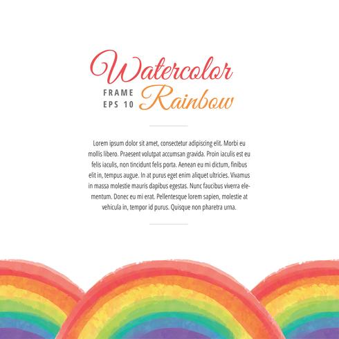 Watercolor Rainbow Frame Template Vector