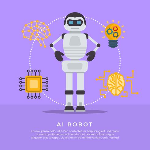 Flat AI Robot Vector Illustration