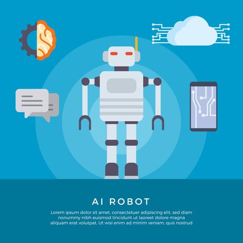 Flat AI Robot Vector Illustration