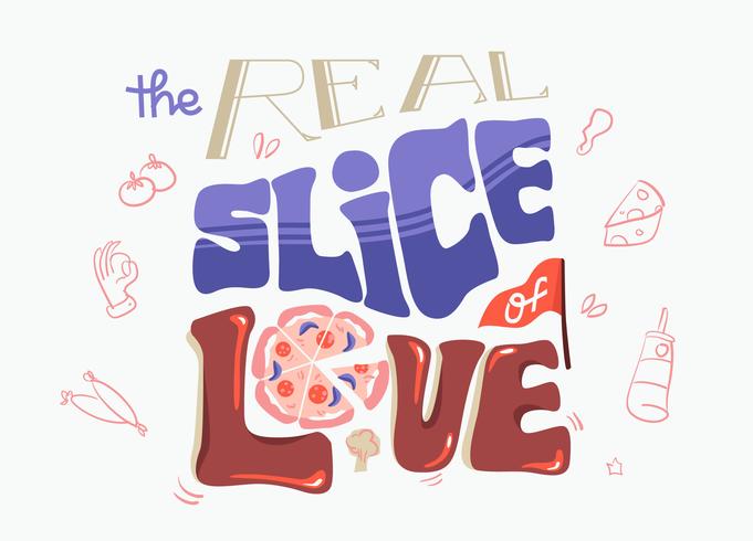 Pizza Lover Typography Illustration Vector Flat 