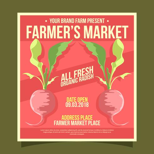 Organic Radish Farmers Market Flyer Vector