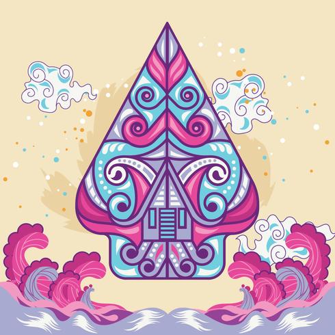 Forma modificada y divertida de wayang Gunungan Concept vector