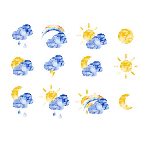 Vector Watercolor Weather Icons