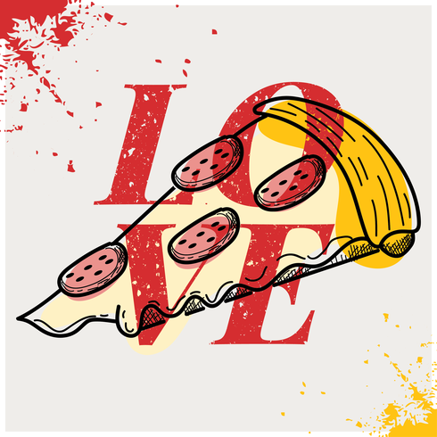 Cartel de pizza de amor vector