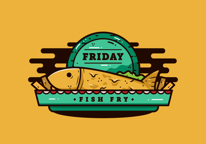 Pescado frito el viernes vector