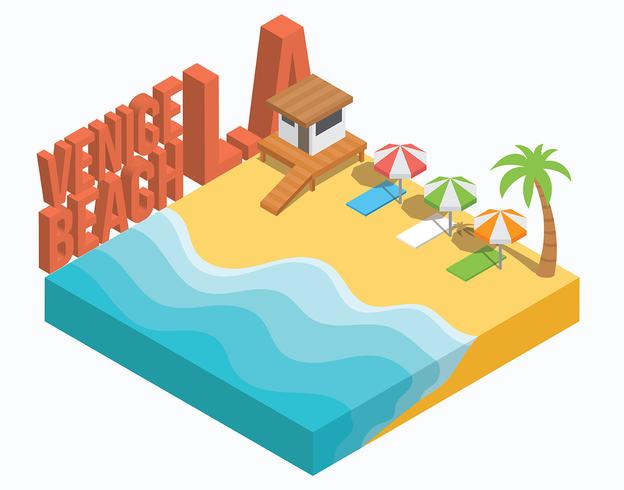Isometric Venice Beach Los Angeles vector