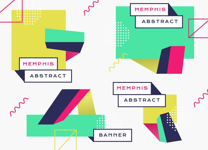 Resumen geométrico Memphis Banner fondo Vector plano