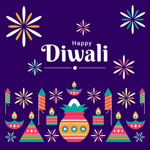 Diwali Hindu Festival Design Elements Set vector