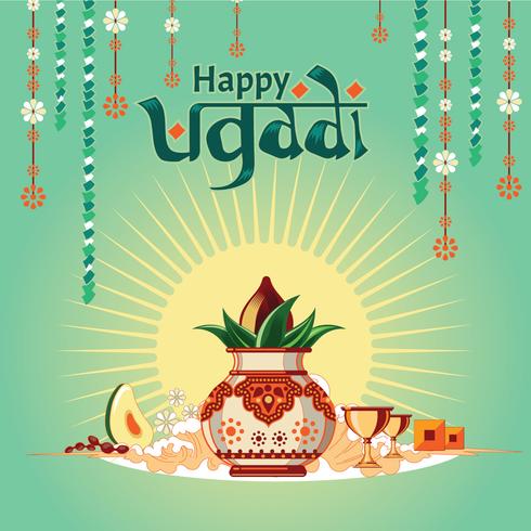 Illustration for Happy Ugadi with nice and beautiful design illustration vector