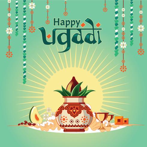 Ilustración para Happy Ugadi con bonita y hermosa ilustración de diseño vector