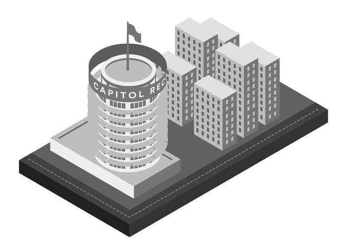 capitol record landmark building isometric illustration vector