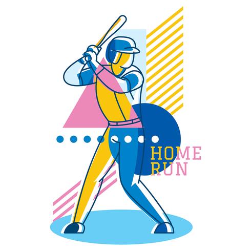 Abstract Baseball Player Geometric Vector