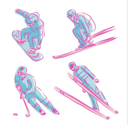 Deporte de invierno olímpico dibujado a mano símbolo Vector ilustración