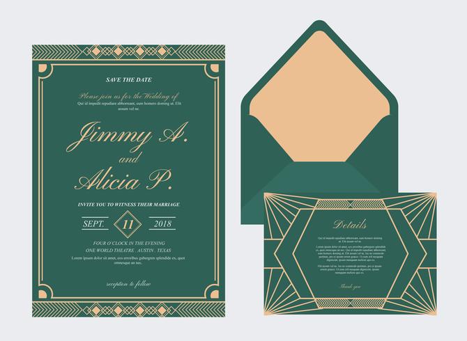 Tarjeta de boda Art Deco vector