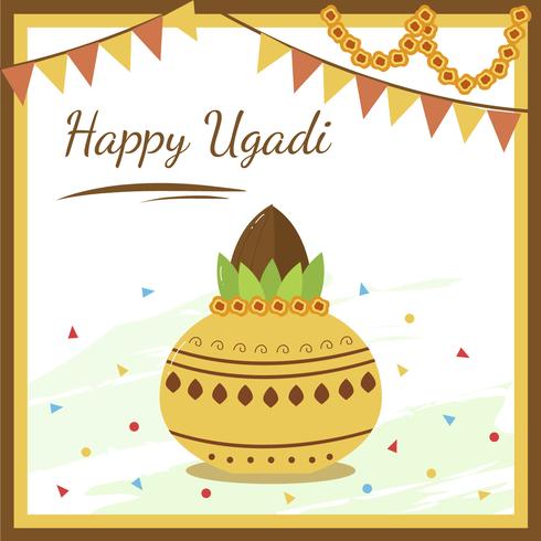 feliz ugadi, vacaciones en vector de india