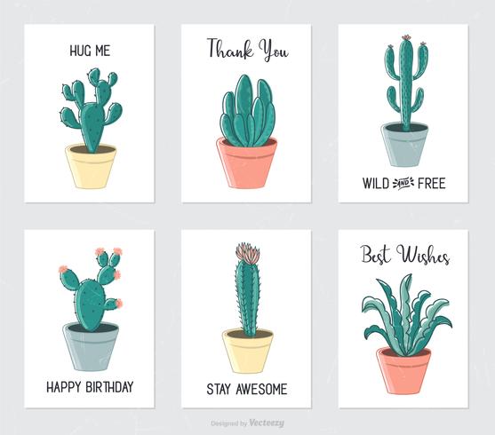 Hand Drawn Cactus And Succulents In Flower Pots vector