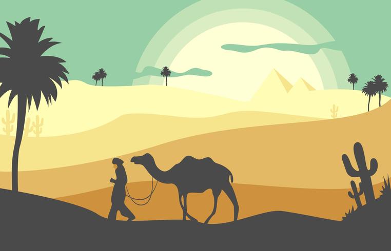 Desert Landscape Flat Illustration Vector