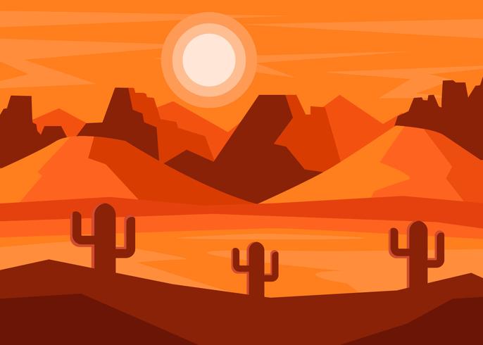 Desert Landscape With Cactus Vector