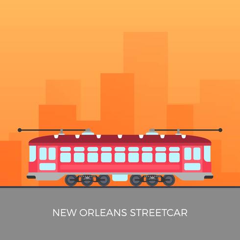 Flat New Orleans Streetcar Vector Illustration