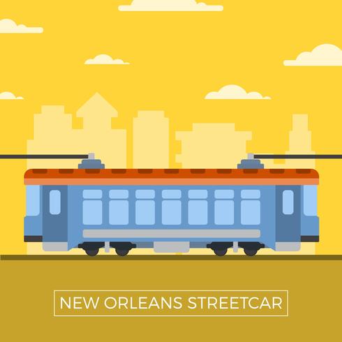 Ilustración plana de vector de tranvía de Nueva Orleans