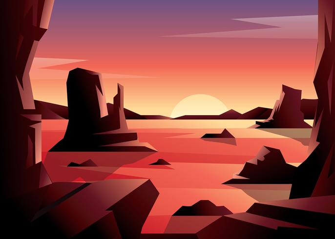 vector desierto del atardecer