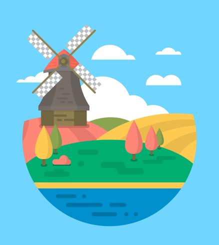 Flat Windmill Design vector