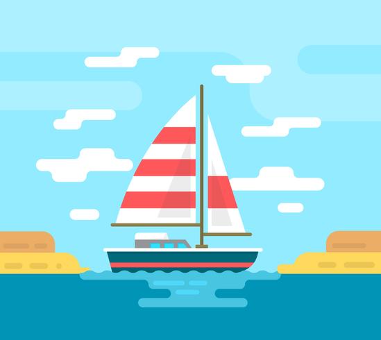 Ilustración plana del barco vector