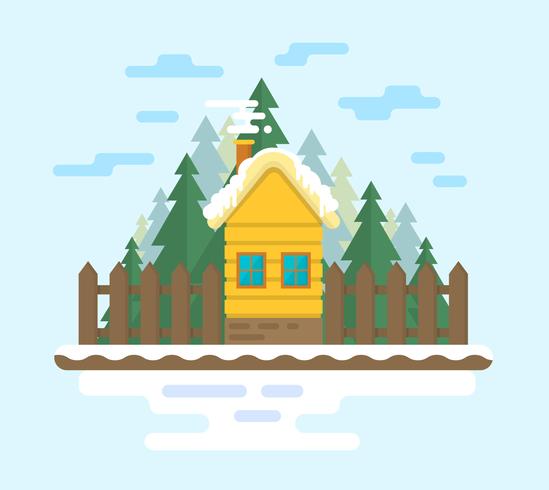 Flat Wooden House vector