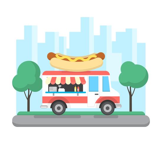 Urban Hot Dog Truck vector