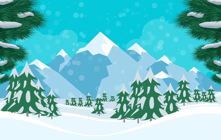 Vector ilustración de paisaje de invierno