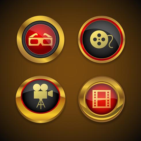 Cinema Gold Icon Button vector